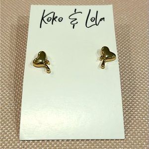 Koko Lola Gold Mini Heart Stud Earrings